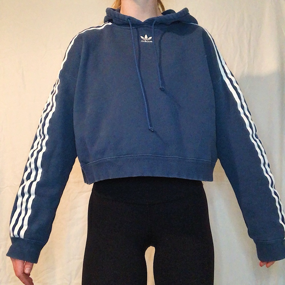 Adidas cropped navy hoodie